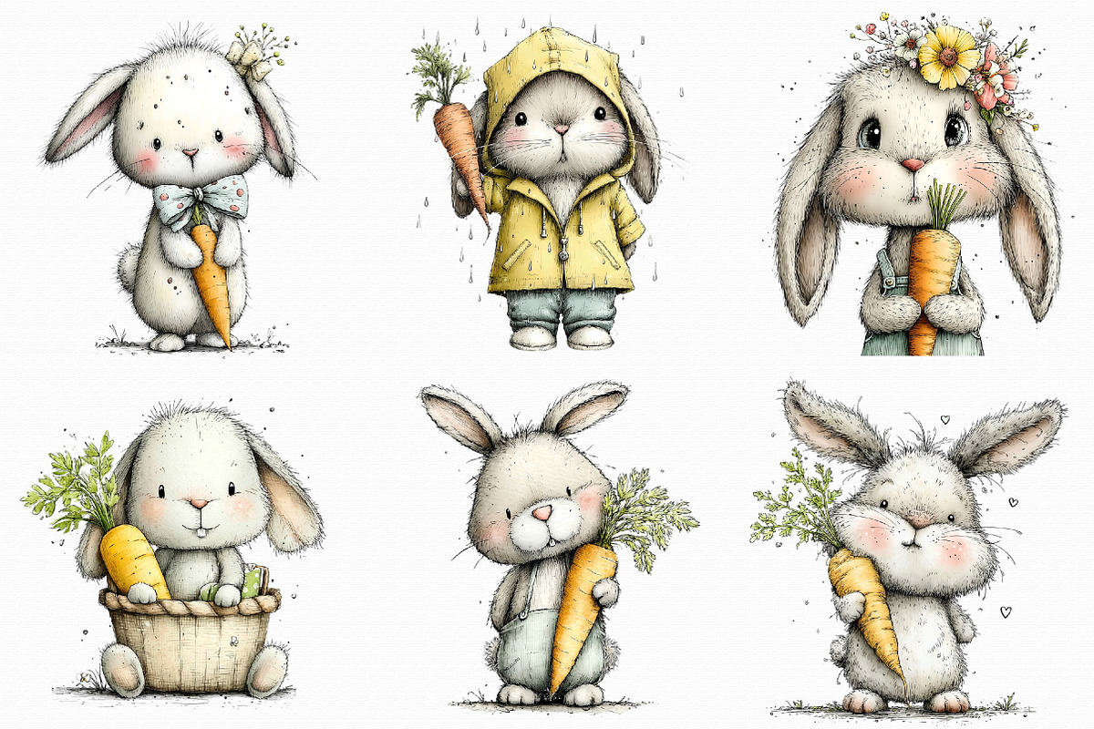 Easter Bunny with Carrot Clipart, an Illustration by Libby Wishes (Photo 6 of 7)