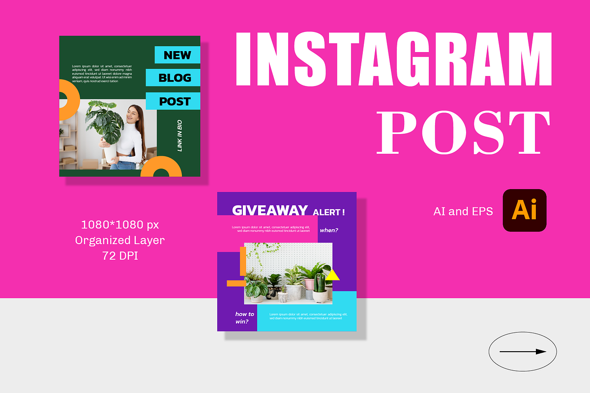 9 POP Bold Instagram Post Template, a Social Media Template by digitalsbydepi (Photo 2 of 5)
