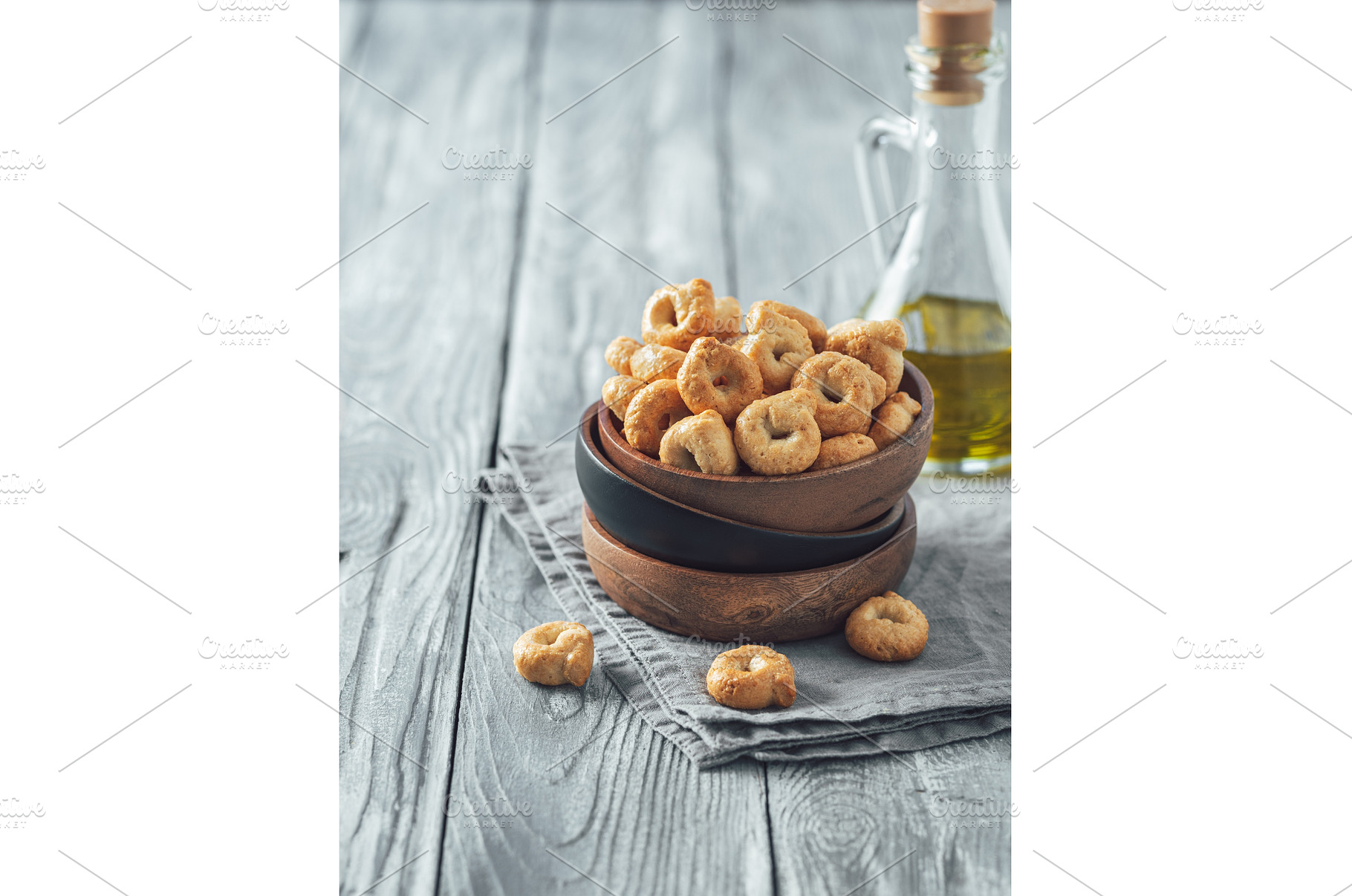 Taralli or tarallini, copy space, a Food & Drink Photo by Fascinadora