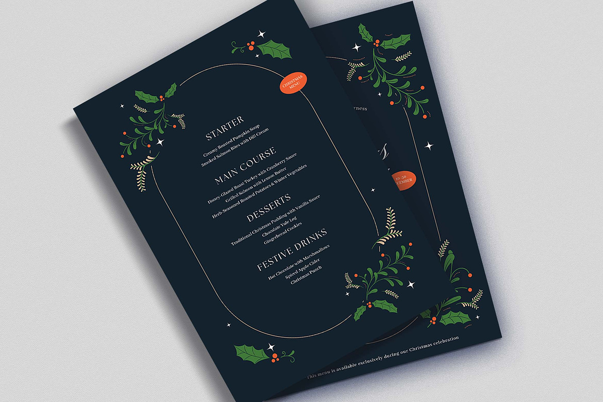 Simple Elegant Black Christmas Menu, a Flyer Template by VectorVactory (Photo 3 of 4)