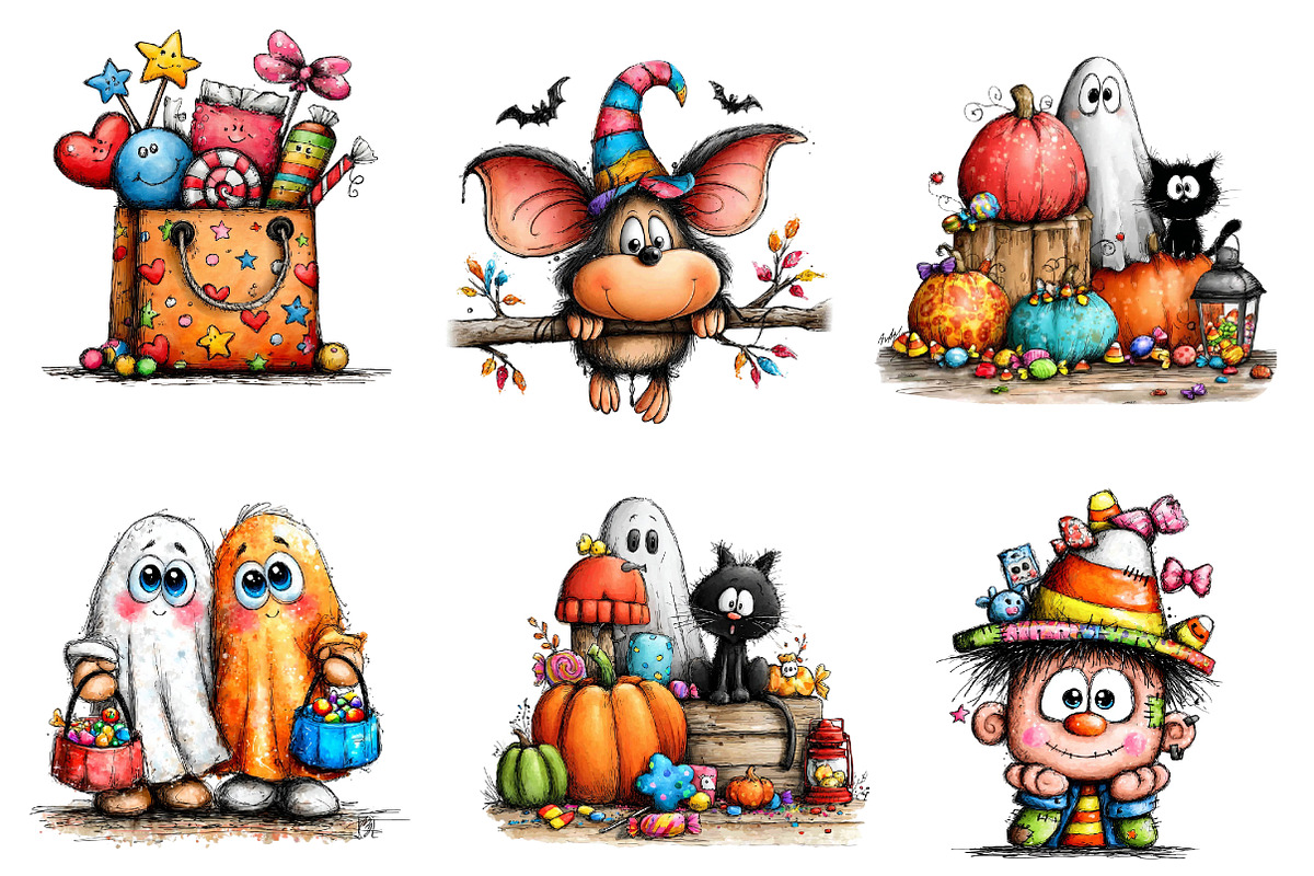 whimsical Halloween clipart, an Illustration by CreationArt (Photo 3 of 5)