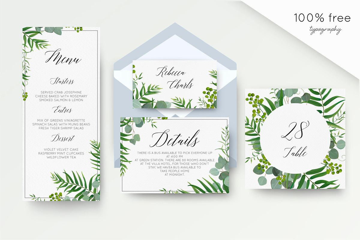 Wedding suite - Tropical green 1, an Invitation Template by Alewiena (Photo 3 of 5)