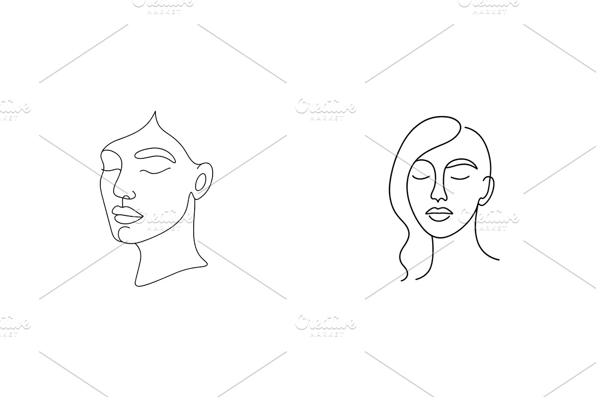 Modern line art depicting two female, an Illustration by ZinetroN