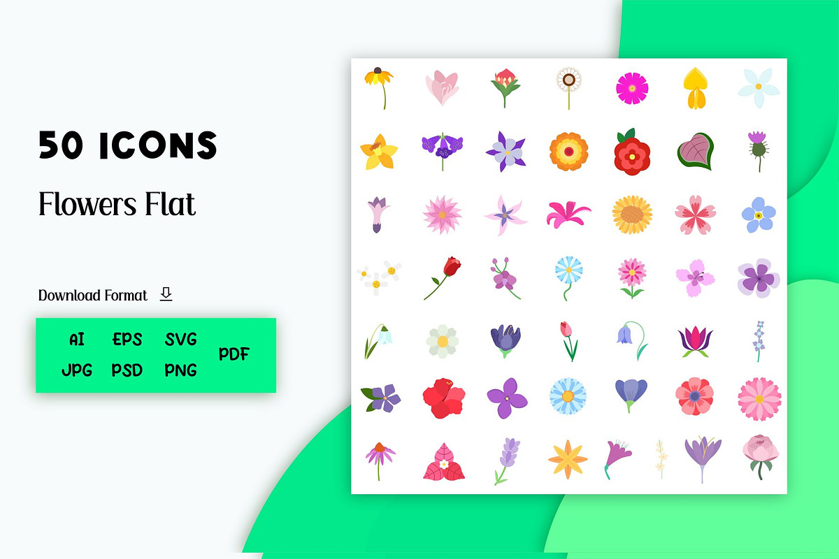 Icon Pack: Flower Flat (50 Icons), an Icon by soglamun (Photo 1 of 6)