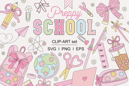 Preppy Back to School clipart set, an Education Illustration by @olga.angelloz