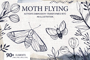 Handmade Embroidery Moth Flying, an Object Graphic by InstaDesignPro (Thumbnail 1 of 11)