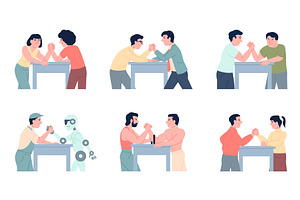 Arm wrestling struggle. Male female, a Person Illustration by LadadikArt