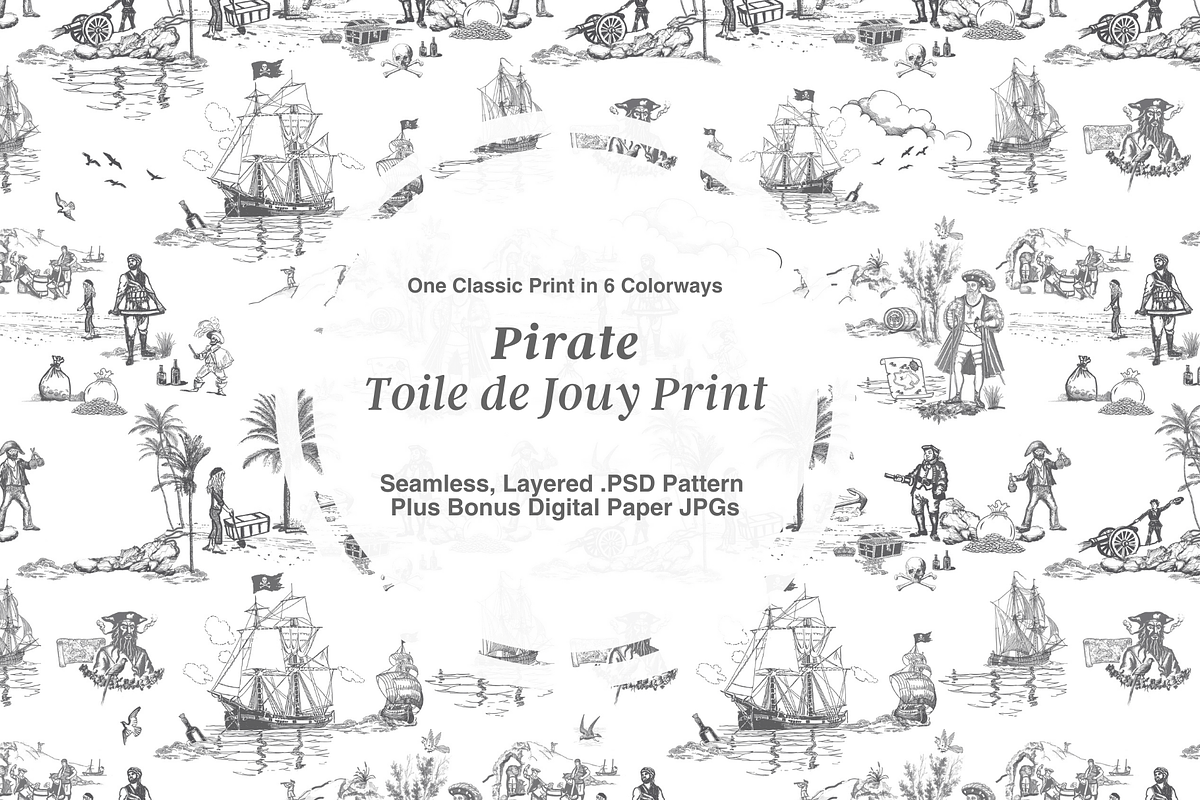 Pirate Toile de Jouy Print, a Background Graphic by Hughes Studio (Photo 1 of 6)