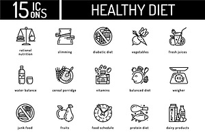 15 Healthy Diet Icons