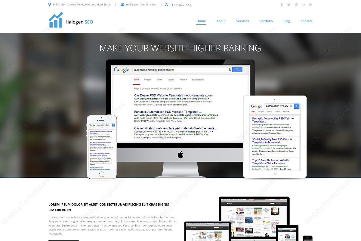 One Page SEO PSD Website Template, a Landing Page Template by WebbyTemplates (Photo 2 of 4)