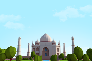 Cartoon Low Poly Taj Mahal Landmark