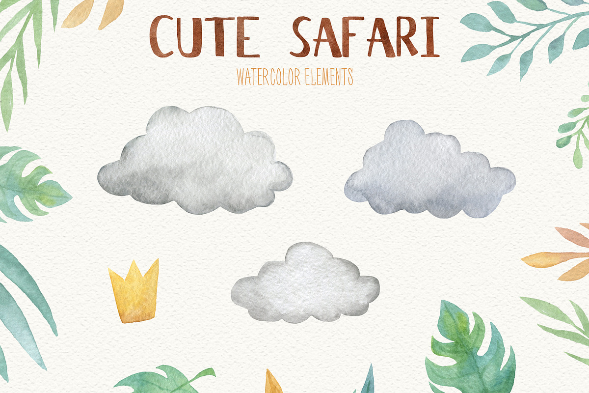 Cute Safari Watercolor Clipart, an Animal Illustration by LeMagiqueBoutique (Photo 3 of 5)