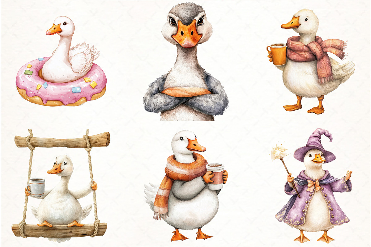 Watercolor Baby White Goose Png, an Illustration by Watercolor design (Photo 2 of 4)