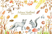 Watercolor Clipart Autumn Woodland, an Illustration by Corner Croft (Thumbnail 1 of 3)
