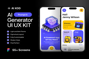 AI KOO AI Generator Mobile App UI UX, an UI Kit Template by Creative Perspective