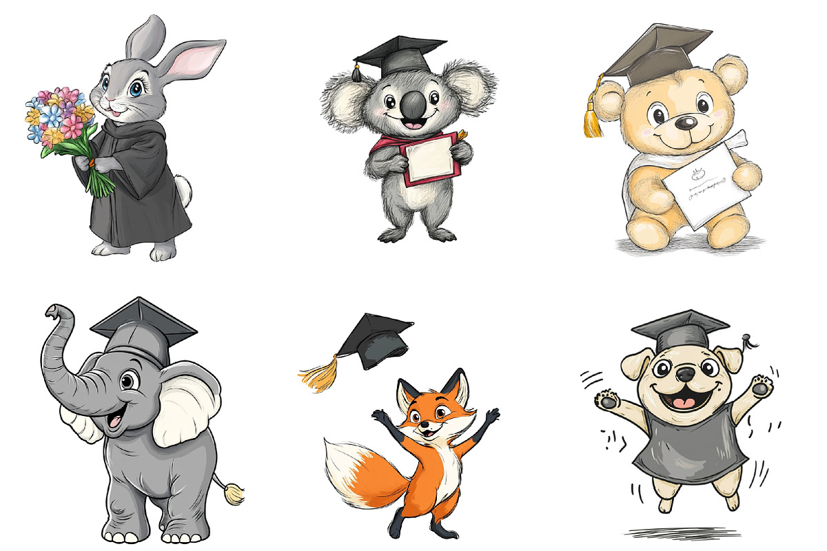 Cute Graduation Clipart, an Illustration by designhome (Photo 3 of 4)