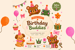 Birthday Buddies Illustration Set