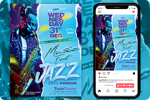 Jazz Music Festival Flyer, a Flyer Template by regalDRAW