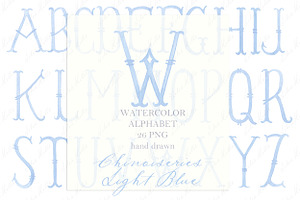 Chinoiseries Light Blue Letters