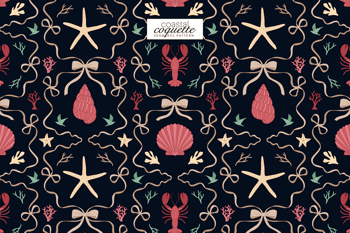 Coastal Coquette Seamless Pattern, a Pattern Graphic by Dina Mae (Photo 6 of 14)