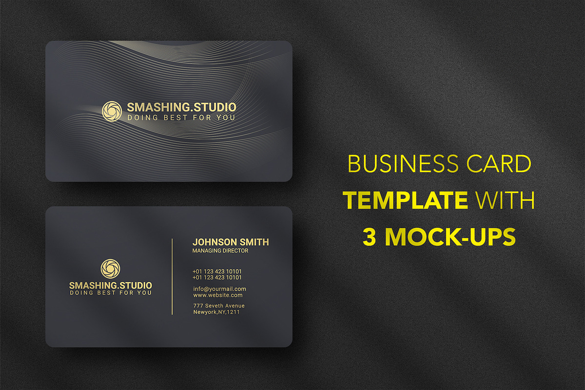 Business card Template & 3 Mock-up, a Business Card Template by Smashing_Studio (Photo 1 of 10)