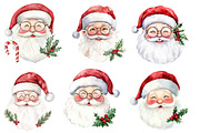 Retro Funny Santa Claus Face Clipart, an Illustration by Designworld (Thumbnail 3 of 6)