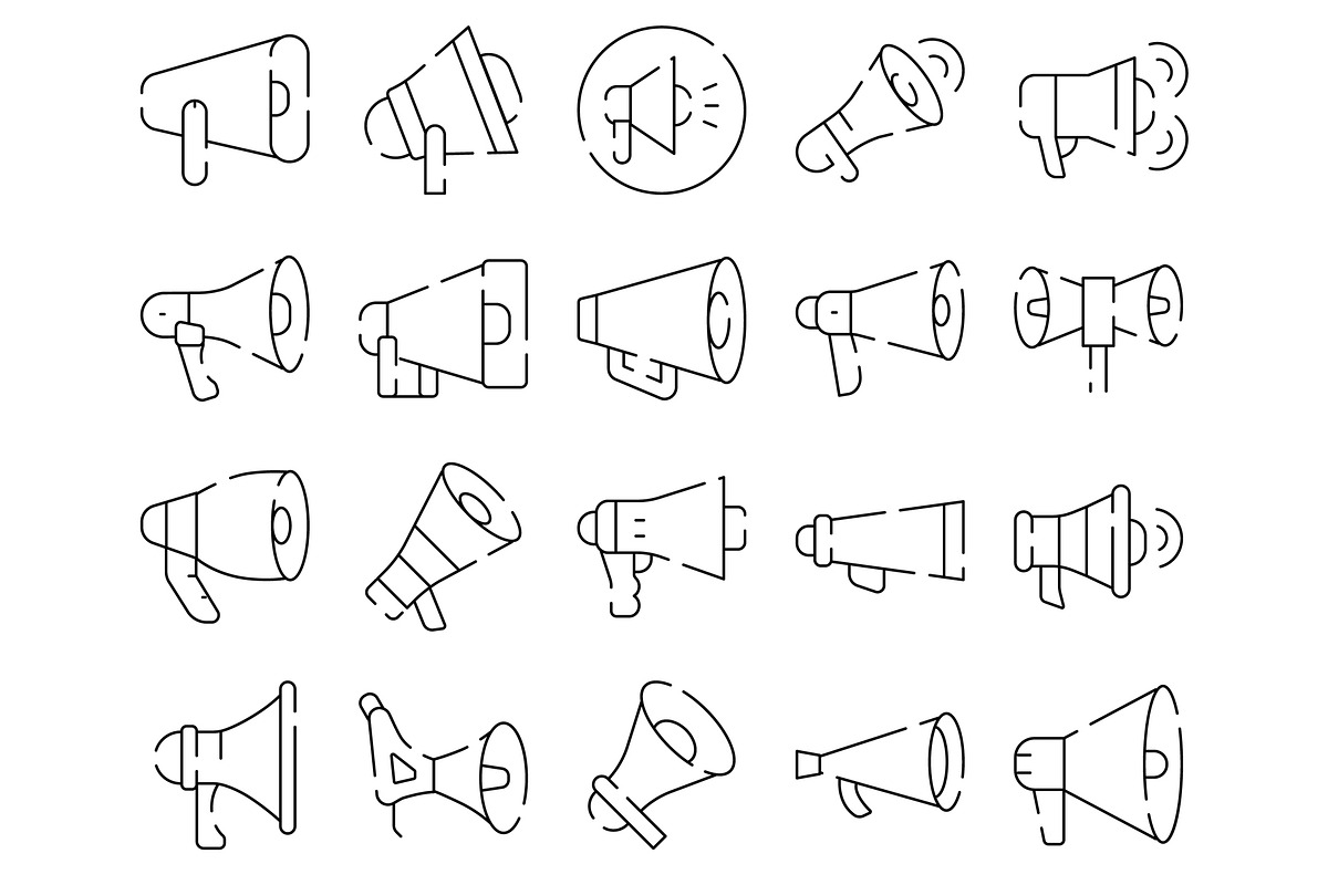 Megaphone and bullhorn icons, an Object Graphic by pikepicture (Photo 2 of 3)