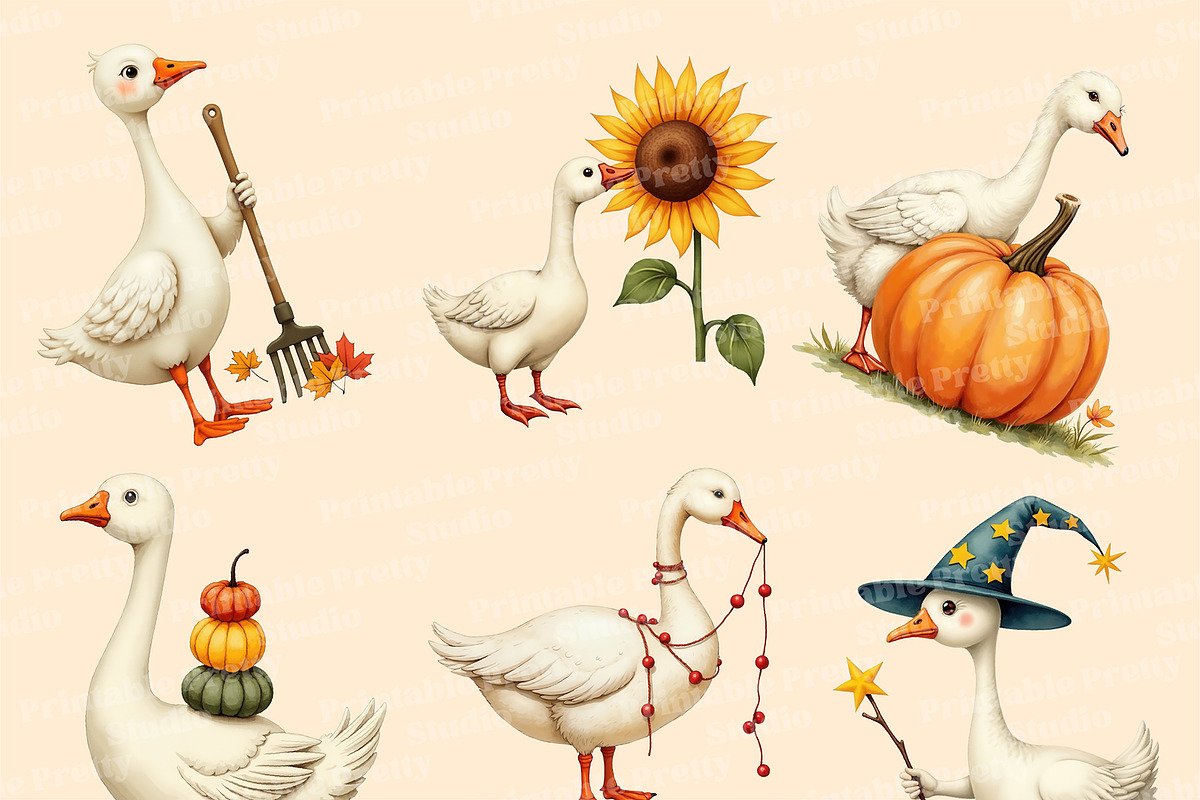 Silly Goose Autumn Clipart PNG, an Object Graphic by Printable Pretty Studio (Photo 6 of 6)