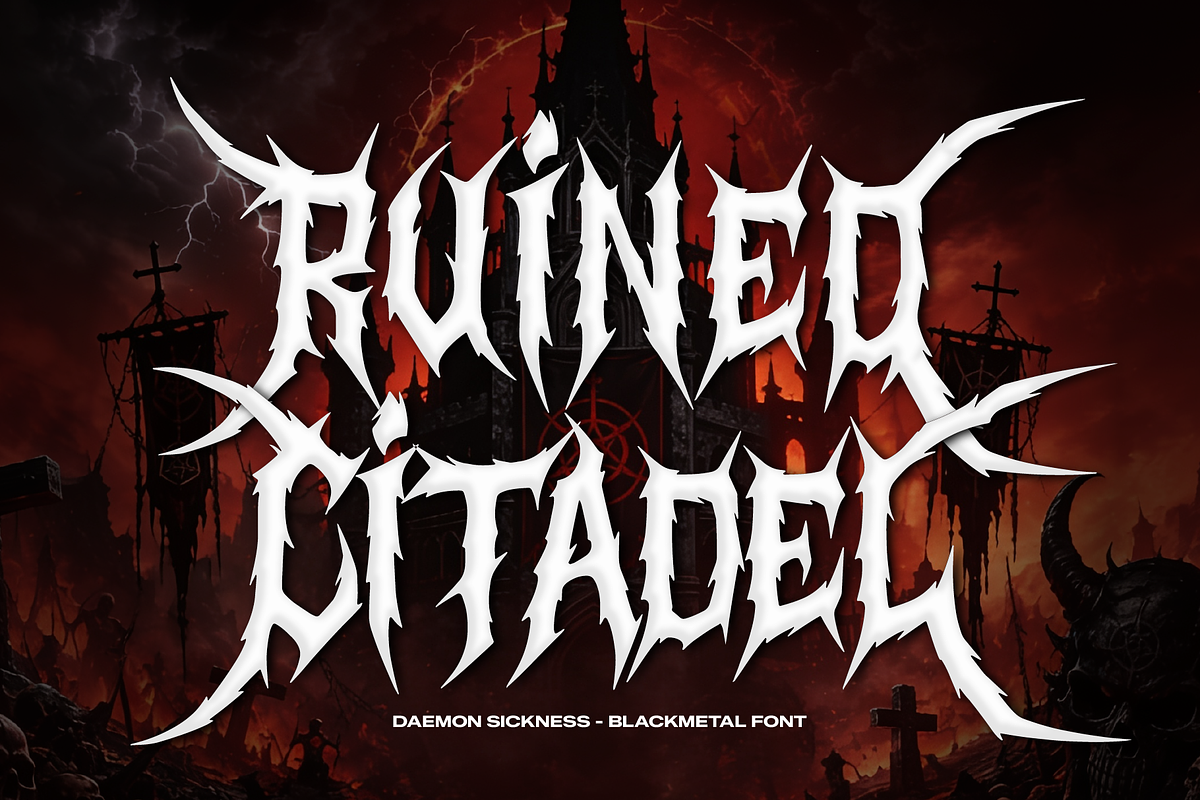 Daemon Sickness | Black Metal Font, a Blackletter Font by Denustudios (Photo 2 of 12)