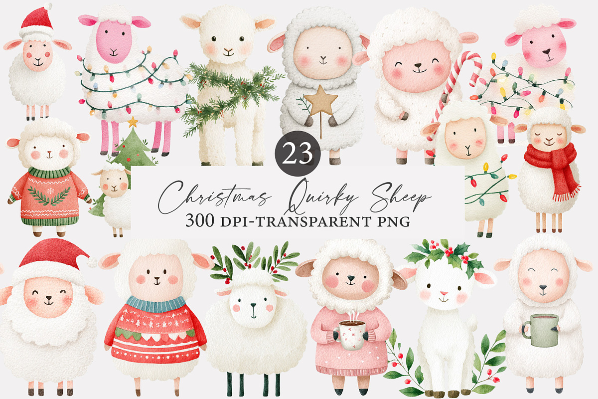 Christmas Quirky Sheep clipart, an Illustration by Designworld (Photo 2 of 4)