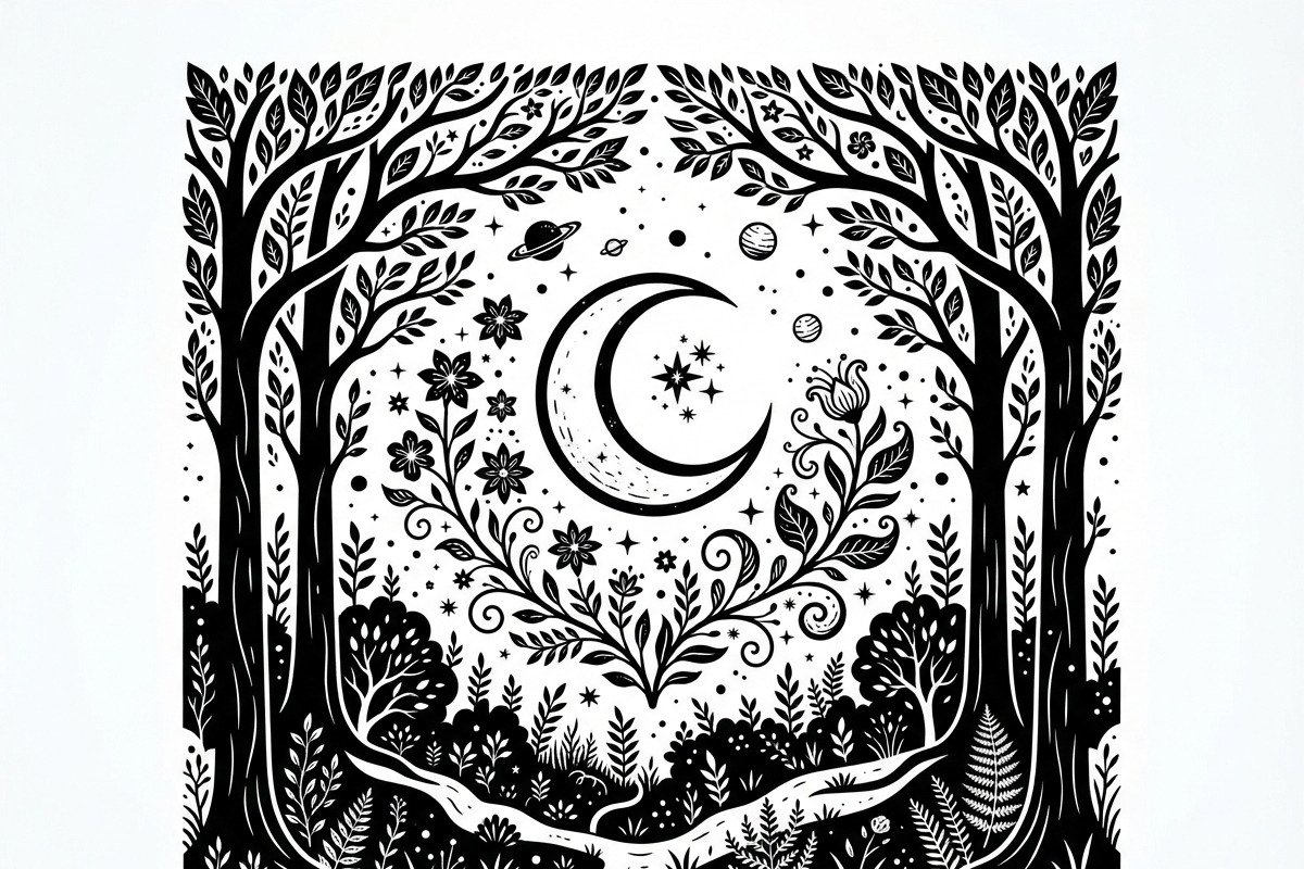 50 Mystical Galaxy Forest Silhouette, a Technology Illustration by Amazin_art (Photo 8 of 33)