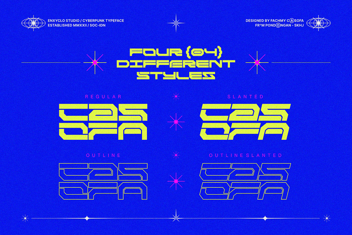 NCL RABEGS - Cyberpunk Font, a Sans Serif Font by Enxyclo Studio (Photo 7 of 12)