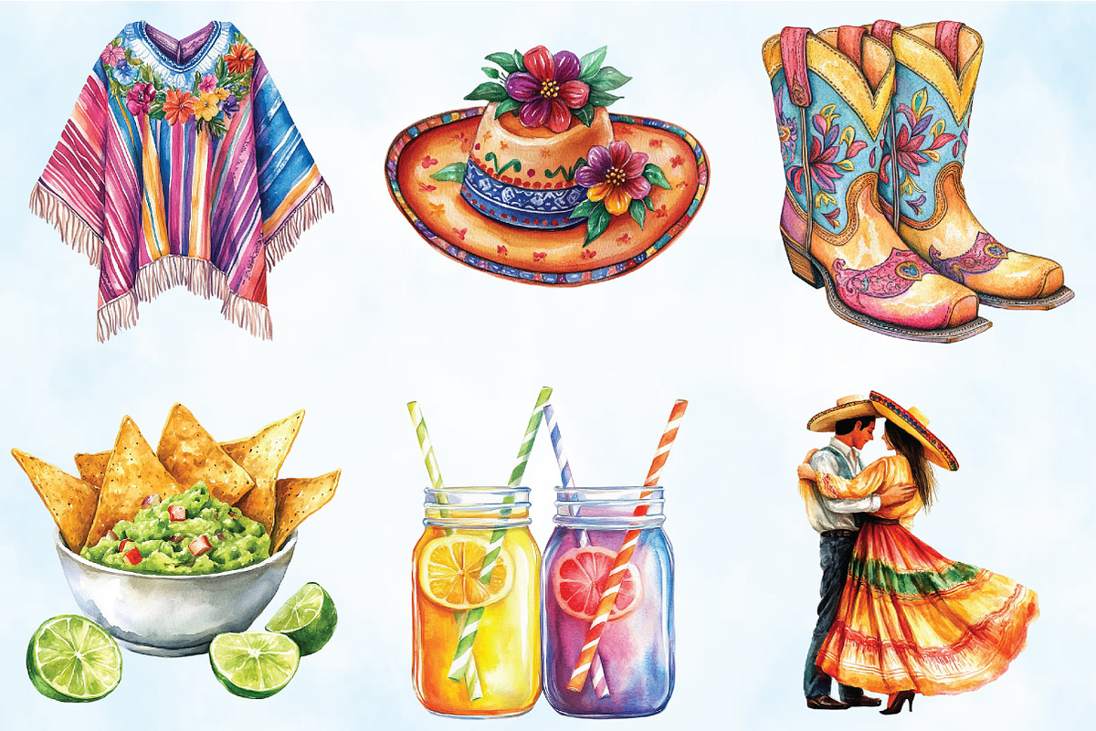 Watercolor Cinco De Mayo PNG, an Illustration by VintageArt (Photo 3 of 5)
