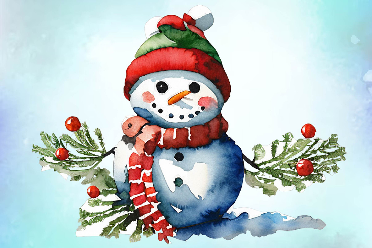 Cute Christmas Snowman Clipart, a Seasonal Illustration by Craft Nest (Photo 4 of 5)