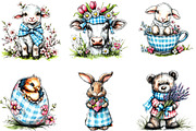 Blue Pink Gingham Spring Clipart, an Illustration by Designking (Thumbnail 2 of 5)