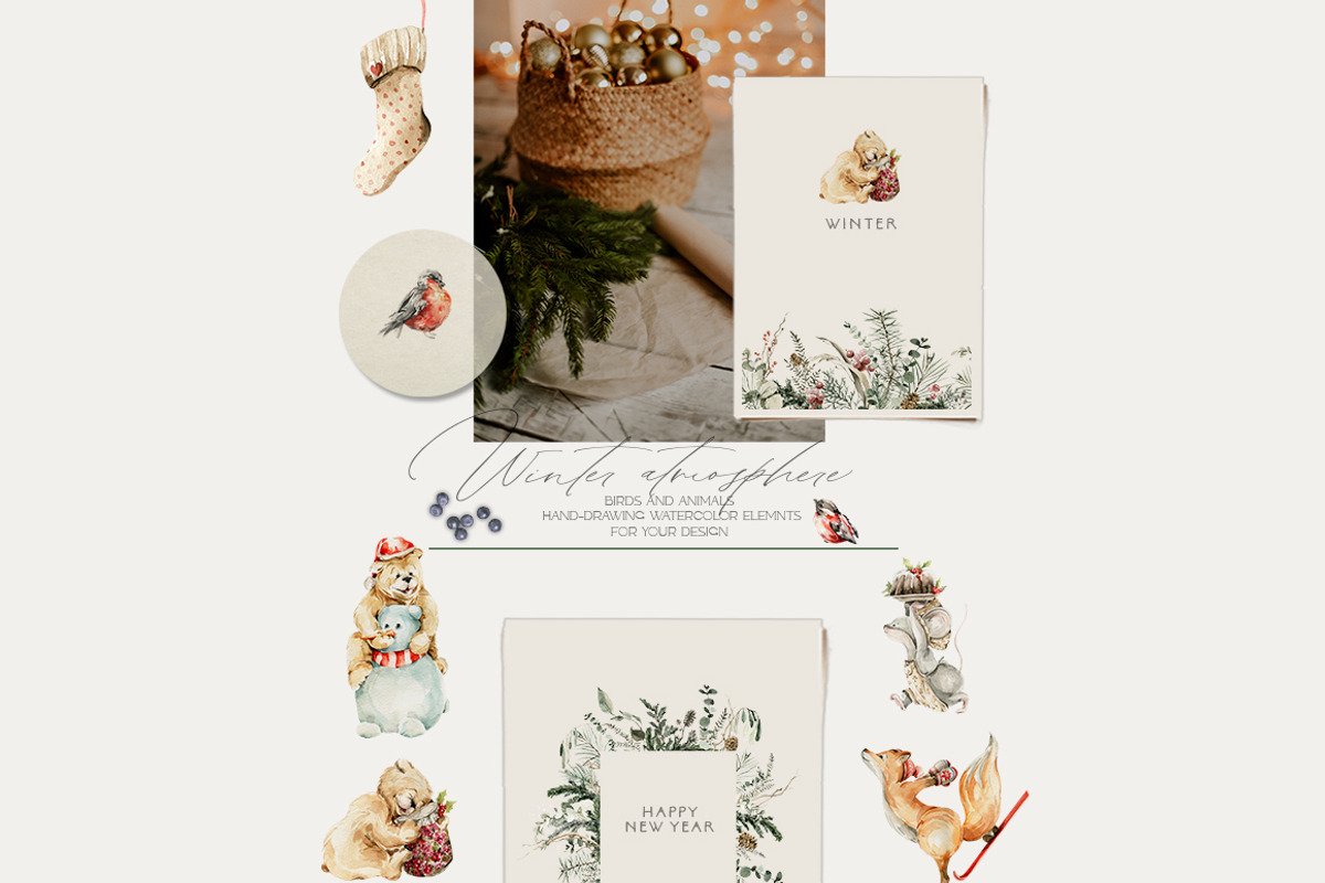 Christmas animals Winter woodland, an Animal Illustration by 60secondsArt (Photo 7 of 15)