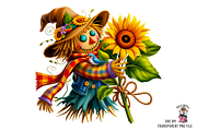 Cute Scarecrow Clipart PNG Bundle, a Graphic by Clipart Bloom (Thumbnail 6 of 11)