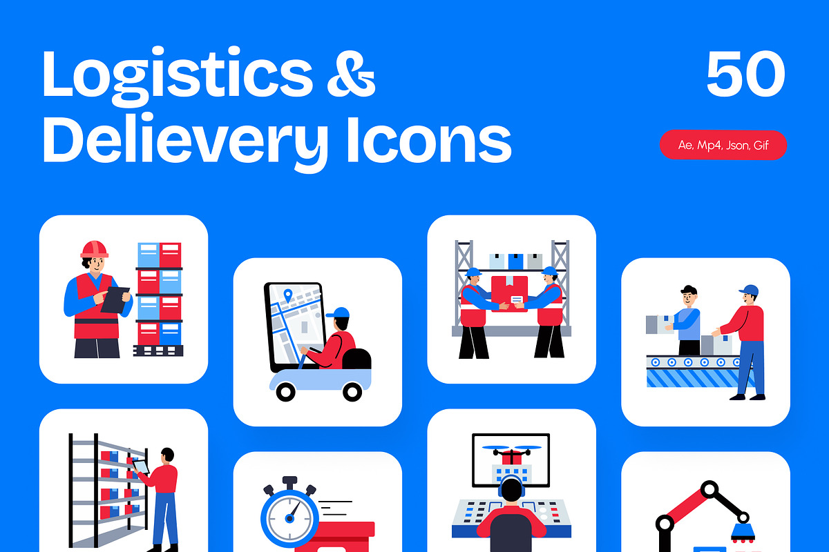 Animated Logistics and Delivery Icon, a Transportation Illustration by Creative Stall (Photo 1 of 4)