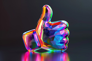 Colorful transparent thumb up gesture, an Abstract Photo by AlyaAnd