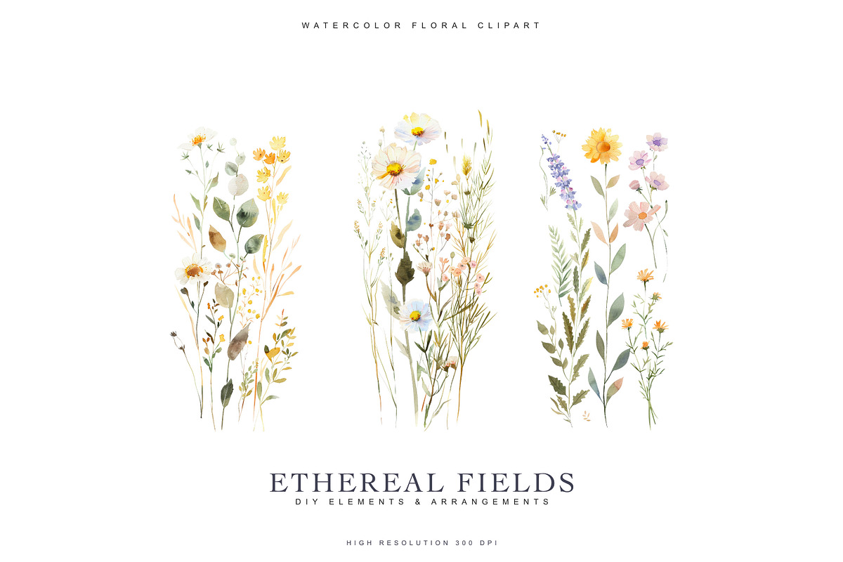 Watercolor Delicate Wildflowers, a Decorative Illustration by Patishop Art (Photo 4 of 7)