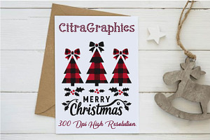 Black & Red Plaid Christmas Tree PNG