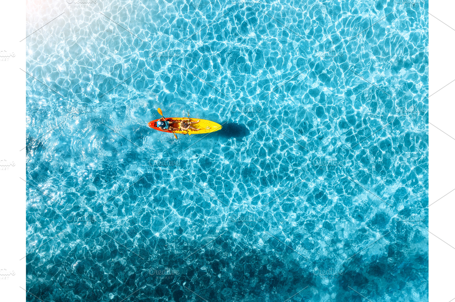 Aerial drone view of a kayakers, a Nature Photo by den-belitsky