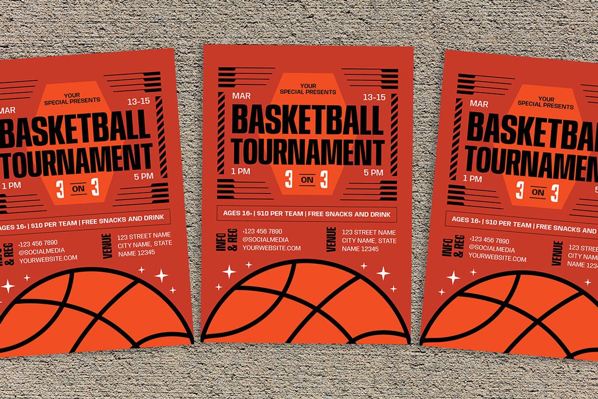 Modern Basketball Tournament Flyer, a Flyer Template by Gumico Studio. (Photo 1 of 3)