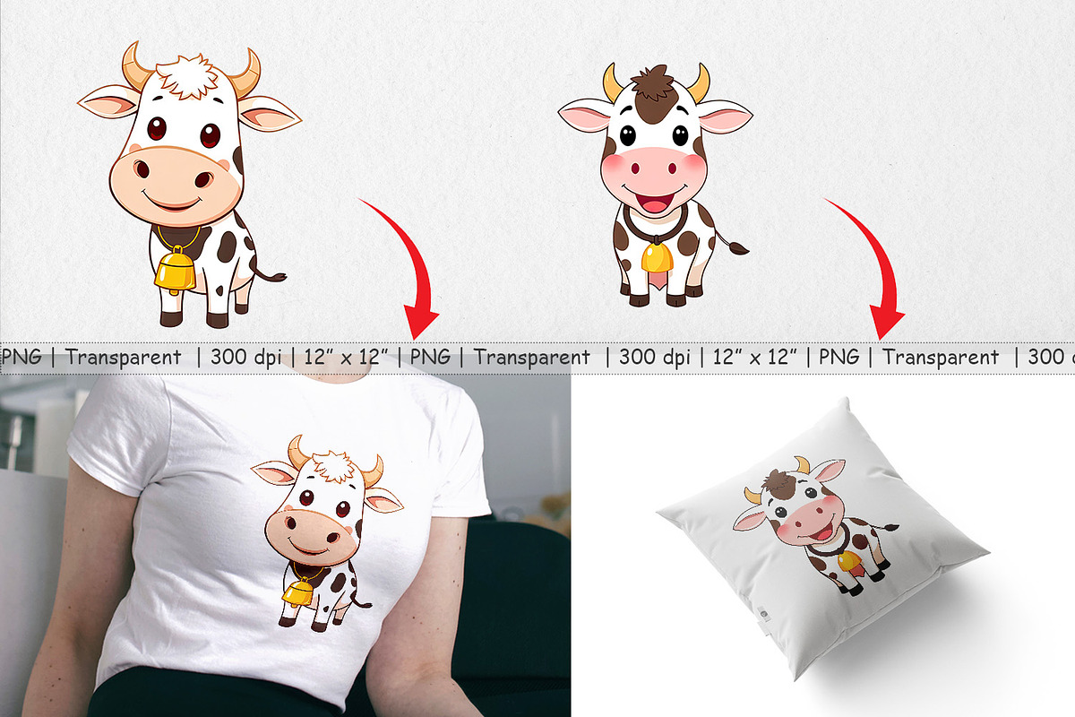Cow with Bell Clipart, a Graphic by Artnoy (Photo 3 of 5)