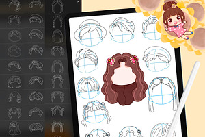 140 Procreate Hair Stamp Brushes