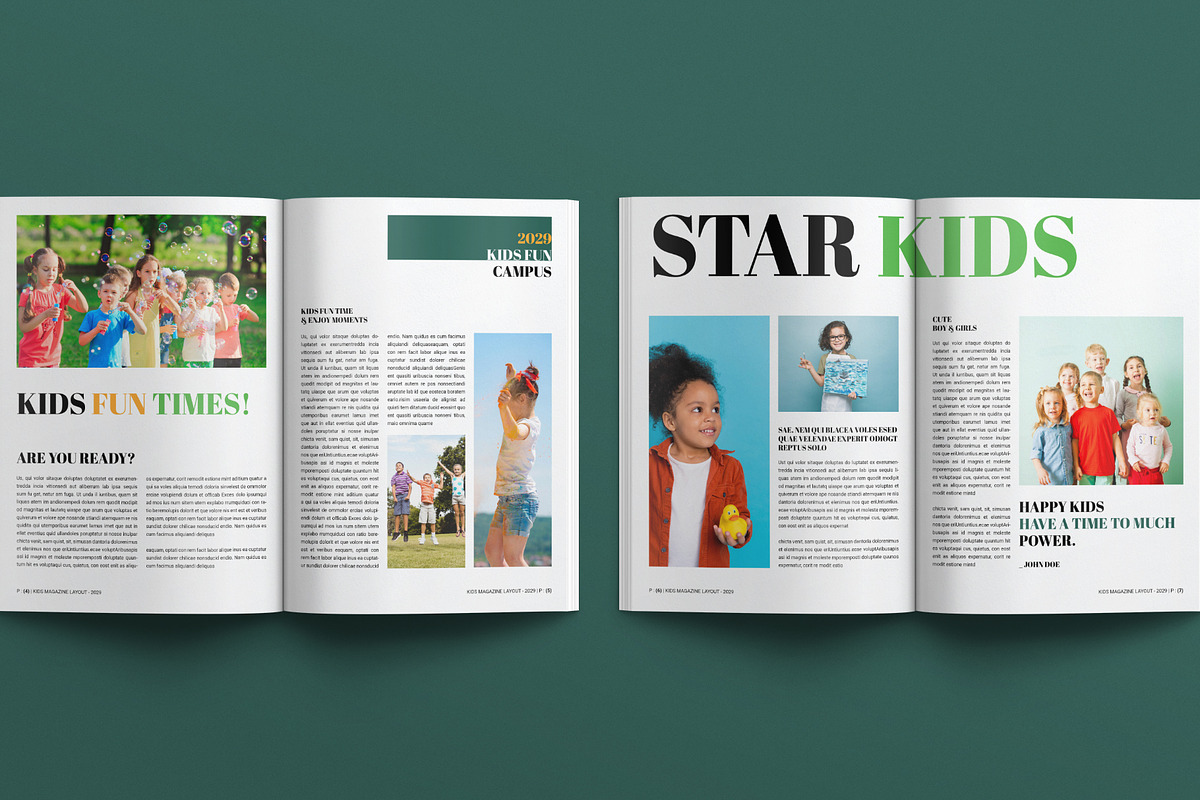 Kids Magazine Layout Template, a Magazine Template by E-Type (Photo 3 of 7)