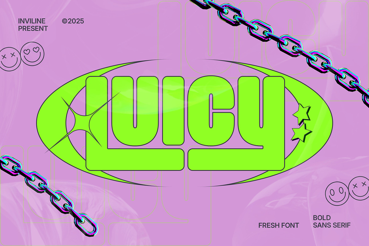 Luicy – Bold Groovy Sans Serif Font, a Sans Serif Font by Inviline.co (Photo 1 of 15)