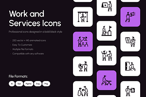 Work and Services Icon Set Bundle, a Solid Icon by Prosymbols
