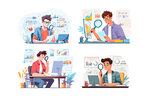 Data analysis business research, a Person Illustration by Onyx
