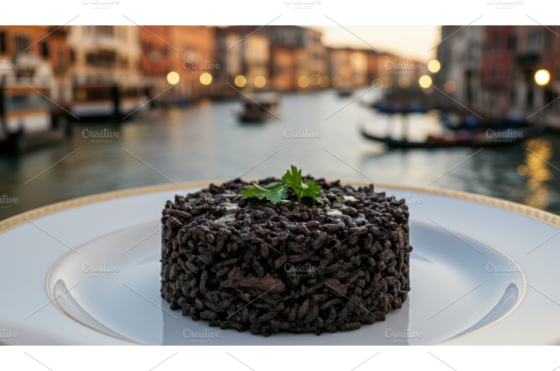 Italian black risotto venetian, a Food & Drink Photo by Igor Tichonow